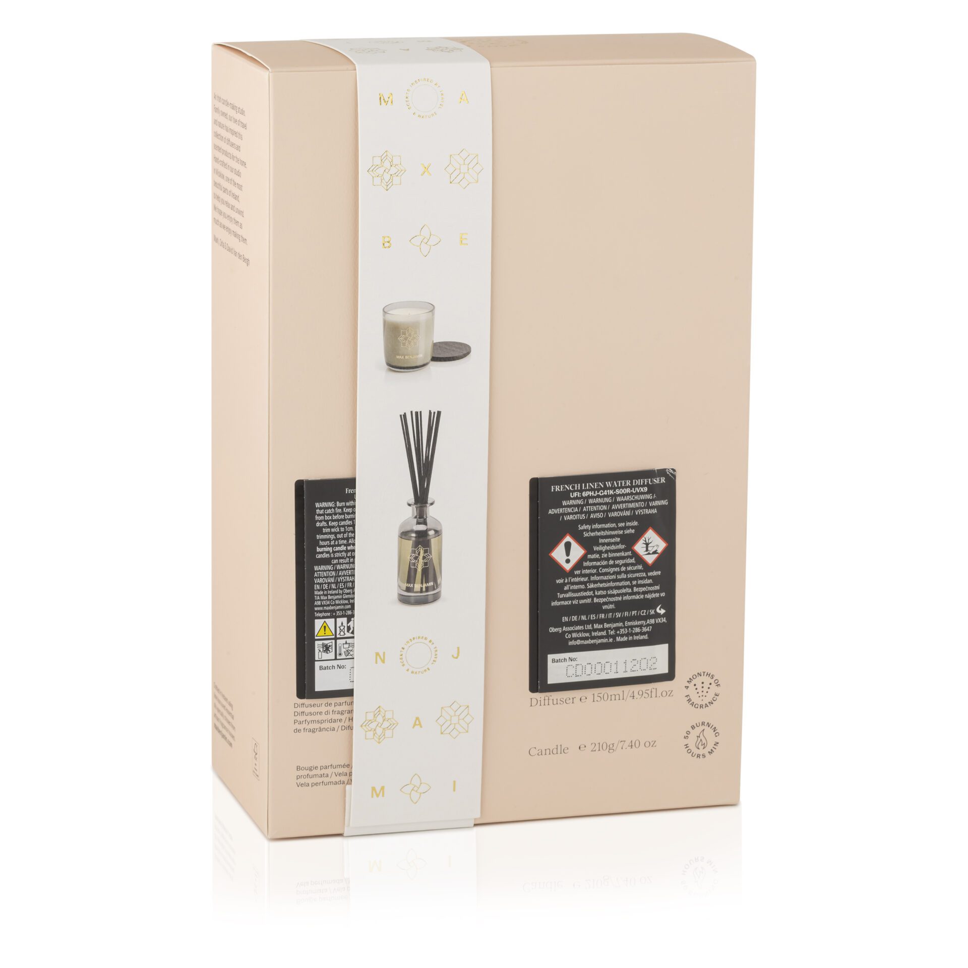 Candle & Diffuser Gift Set - French Linen Water - Max Benjamin